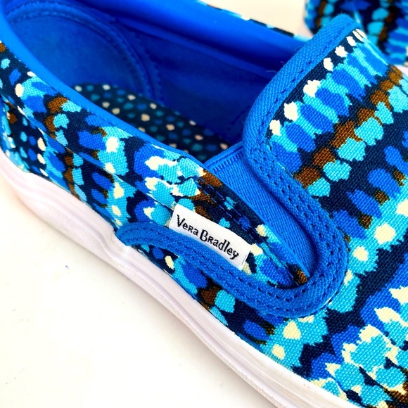 Vera Bradley Multi Blue Canvas Slip On Shoes Size 8.5 - Picture 3 of 8